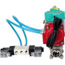 Кран шаровой BV3232P(3pc)-FP-W-ISO-H Ду15 Ру63 полнопроходной, корпус - нержавеющая сталь 316, уплотнение - PTFE, под приварку, с пневмоприводом PA-DA-052, пневмораспределителем 4V320-08 AC220V и магнитным переключателем ALS200D