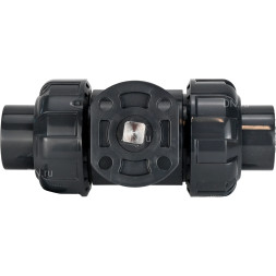 Кран шаровой BV4242E-FP-GRM-ISO Дн40 Ру10 полнопроходной, клеевой с разборным муфтовым соединением, корпус - UPVC (НПВХ), шар - UPVC (НПВХ), уплотнение - EPDM, с ISO-фланцем и голым штоком квадратным