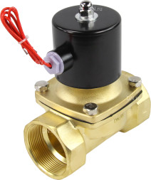 Клапан электромагнитный VS100-VT-NC-220VAC 2″ Ду50 Ру10, соленоидный двухходовой, корпус - латунь, уплотнение - Viton, резьбовой, нормально-закрытый, прямого действия, катушка - 220В