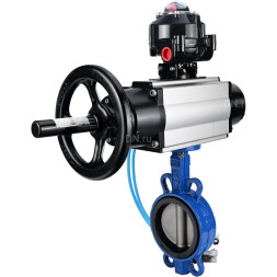 Затвор дисковый поворотный WBV1132N-2W-Fb-H Ду125 Ру16, корпус - чугун GG25, диск - нержавеющая сталь 316L, уплотнение - NBR, с пневмоприводом PA-DA-105-1 двойного действия, с пневмораспределителем 4V320-10 AC220V, с БКВ APL-510N-EX