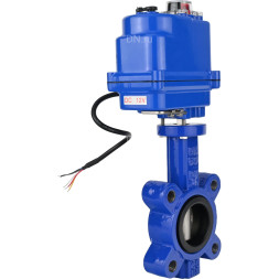 Затвор дисковый поворотный WBV1631E-2W-Fb-H Ду50 Ру16 LUG межфланцевый, корпус - чугун QT450, диск - нержавеющая сталь AISI 304, уплотнение - EPDM, с электроприводом QT-N-003EM-O1-12VDC-У1 blue 12В