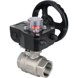 Кран шаровой BV3232P(2pc)-FP-T-ISO-H 2 1/2″ Ду65 Ру40 полнопроходной двухходовой, нержавеющая сталь SS316, внутренняя резьба, уплотнение - PTFE, с редуктором HGB RQN2-320Z