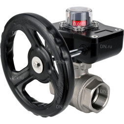 Кран шаровой BV3232P(2pc)-FP-T-ISO-H 2 1/2″ Ду65 Ру40 полнопроходной двухходовой, нержавеющая сталь SS316, внутренняя резьба, уплотнение - PTFE, с редуктором HGB RQN2-320Z
