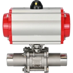Кран шаровой BV3232P(3pc)-FP-W-ISO-H LONG Ду65 Ру25 полнопроходной, корпус - нержавеющая сталь 316, уплотнение - PTFE, под приварку, с пневмоприводом PA-DA-083 и пневмораспределителем 4M310-08 AC220V