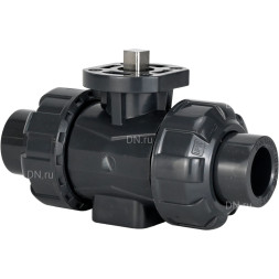 Кран шаровой BV4242E-FP-GRM-ISO Дн65 Ру10 полнопроходной, клеевой с разборным муфтовым соединением, корпус - UPVC (НПВХ), шар - UPVC (НПВХ), уплотнение - EPDM, с ISO-фланцем и голым штоком квадратным
