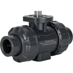 Кран шаровой BV4242E-FP-GRM-ISO Дн65 Ру10 полнопроходной, клеевой с разборным муфтовым соединением, корпус - UPVC (НПВХ), шар - UPVC (НПВХ), уплотнение - EPDM, с ISO-фланцем и голым штоком квадратным
