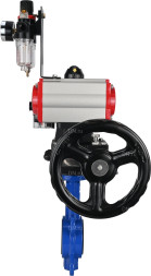 Затвор дисковый поворотный WBV1132N-2W-Fb-H Ду125 Ру16, корпус - чугун GG25, диск - нержавеющая сталь 316L, уплотнение - NBR, с пневмоприводом PA-DA-105, пневмораспределителем 4M310-08 DC24V, ручным дублером MON3-700-T38-ISO, БПВ AFC2000