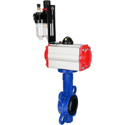 Затвор дисковый поворотный WBV1432N-2W-Fb-H Ду300 Ру16, корпус - чугун GGG50, диск - нержавеющая сталь 316L, уплотнение - NBR, с пневмоприводом PA-SA-210 с возвратными пружинами, пневмораспределителем 4M310-08 DC24V, БПВ AFC2000
