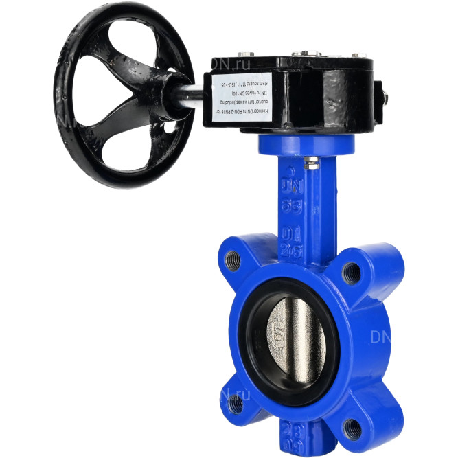 Затвор дисковый поворотный WBV1616N-2W-Fb-H Ду65 Ру16 LUG межфланцевый, корпус - чугун QT450, диск - чугун QT450, уплотнение - NBR, с редуктором RDN RQN1-150Z-T24 в Барнауле
