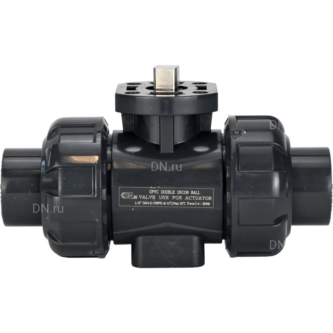 Кран шаровой BV4242E-FP-GRM-ISO Дн80 Ру10 полнопроходной, клеевой с разборным муфтовым соединением, корпус - UPVC (НПВХ), шар - UPVC (НПВХ), уплотнение - EPDM, с ISO-фланцем и голым штоком квадратным в Барнауле