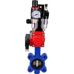 Затвор дисковый поворотный WBV1616N-2W-Fb-H Ду125 Ру16 LUG корпус - чугун QT450, диск - чугун QT450, уплотнение - NBR, с пневмоприводом PA-SA-140, пневмораспределителем 4M310-08 AC220V, БКВ APL-210N и БПВ AFC2000