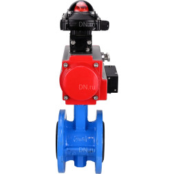 Затвор дисковый поворотный WBV1313E-2W-F-H Ду150 Ру16 фланцевый, корпус - чугун GGG40, диск - чугун GGG40, уплотнение - EPDM, с пневмоприводом PA-DA-130, пневмораспределителем 4M310-08 AC220V и БКВ APL-210N