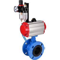 Затвор дисковый поворотный WBV1313E-2W-F-H Ду80 Ру16 фланцевый, корпус - чугун GGG40, диск - чугун GGG40, уплотнение - EPDM, с пневмоприводом PA-DA-105, пневмораспределителем 4V320-08 AC220V и БПВ AFC2000