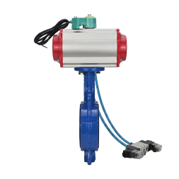 Затвор дисковый поворотный WBV1432N-2W-Fb-H Ду65 Ру16 корпус - чугун GGG50, диск - нержавеющая сталь 316L, уплотнение - NBR, с пневмоприводом PA-SA-105, пневмораспределителем 4V320-10 AC220V и магнитным переключателем ALS200D