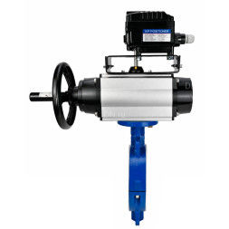 Затвор дисковый поворотный WBV3434Pf-2W-Fb-R Ду150 Ру16, корпус - углеродистая сталь WCB, диск - углеродистая сталь WCB, футерованный PTFE, уплотнение - PTFE, с пневмоприводом PA-DA-105-1 и позиционером YT-1000RSN без обратной связи
