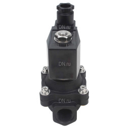 Клапан электромагнитный VS541-NT-NC-220VAC 1 1/4″ Ду32 Ру6, соленоидный двухходовой, резьбовой, корпус - полиамид PA66, уплотнение - NBR, нормально-закрытый, прямого действия, катушка - 220В AC