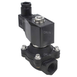 Клапан электромагнитный VS541-NT-NC-220VAC 1 1/4″ Ду32 Ру6, соленоидный двухходовой, резьбовой, корпус - полиамид PA66, уплотнение - NBR, нормально-закрытый, прямого действия, катушка - 220В AC