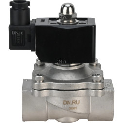Клапан электромагнитный VS331-NT-NC-220VAC 1″ Ду25 Ру10, соленоидный двухходовой, корпус - нержавеющая сталь 304, уплотнение - NBR, резьбовой, нормально-закрытый, прямого действия, катушка - 220В