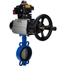 Затвор дисковый поворотный WBV1432E-2W-Fb-H Ду150 Ру16, корпус - чугун GGG50, диск - нержавеющая сталь 316L, уплотнение - EPDM, с пневмоприводом PA-DA-105-1 двойного действия, с БКВ APL-410N EX