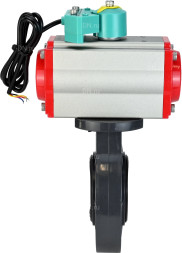 Затвор дисковый поворотный WBV4242E-2W-Fb-ISO Дн65 Ру10 межфланцевый, корпус - НПВХ, диск - НПВХ, уплотнение - EPDM, с пневмоприводом PA-SA-065 и магнитным переключателем ALS200D