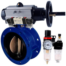 Затвор дисковый поворотный WBV1331E-2W-F-H Ду50 Ру16, фланцевый, корпус - чугун GGG40, диск - нержавеющая сталь 304, уплотнение - EPDM, с пневмоприводом PA-DA-105-1, с пневмораспределителем 4V320-08 AC220V, БПВ AFC2000