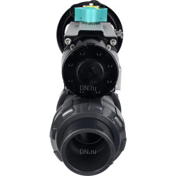 Кран шаровой BV4242E-FP-GRM-ISO Дн25 Ру10 полнопроходной, корпус - НПВХ, шар - НПВХ, уплотнение - EPDM, с пневмоприводом PA-DA-105-1 и магнитным переключателем ALS200D