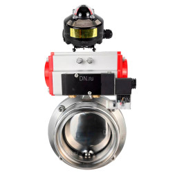 Затвор дисковый поворотный WBV3131S-2W-T-H Ду32 Ру10 резьбовой, пищевая нержавеющая сталь 304, уплотнение – Silicon, с пневмоприводом PA-DA-065, пневмораспределителем 4M310-08 DC24V и БКВ APL-510N EX