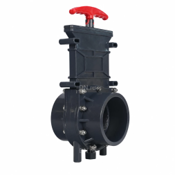 Задвижка шиберная GVKR4344TPV-2W-G-Hт Ду65 Ру1.6 клеевая, с выдвижным штоком, материал корпуса - ПВХ (PVC), шибер - пластик ABS, уплотнение - TPV (ТПВ), с ручкой