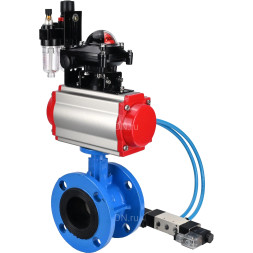 Затвор дисковый поворотный WBV1313E-2W-F-H Ду125 Ру16 фланцевый, корпус - чугун GGG40, диск - чугун GGG40, EPDM, с пневмоприводом PA-DA-130, пневмораспределителем 4V320-08 AC220V, БКВ APL-210N и БПВ AFC2000