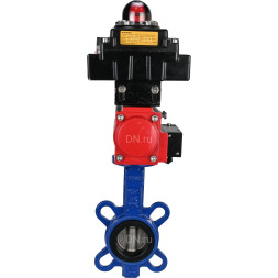 Затвор дисковый поворотный WBV1432E-2W-Fb-H Ду125 Ру16, корпус - чугун GGG50, диск - нержавеющая сталь 316L, уплотнение - EPDM, с пневмоприводом PA-DA-083 двойного действия, пневмораспределителем 4M310-08 DC24V, БКВ APL-410N EX