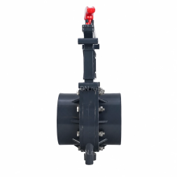 Задвижка шиберная GVKR4331TPV-2W-G-Hт Ду80 Ру1.6 клеевая, с выдвижным штоком, материал корпуса - ПВХ (PVC), шибер - нержавеющая сталь 304, уплотнение - TPV (ТПВ), с ручкой