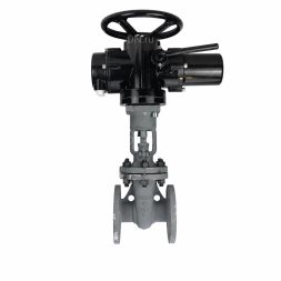 Задвижка клиновая 30с941нж GVWR2121M-2W-F-ОСТ Ду100 Ру16 GAIR фланцевая, корпус - сталь 25Л, материал клина - сталь 25Л, уплотнение - металл, с ОСТ-фланцем, с электроприводом MT-N-010M-O2-380VAC-У1 пятикулачковым