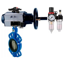 Затвор дисковый поворотный WBV1132N-2W-Fb-H Ду125 Ру16, корпус - чугун GG25, диск - нержавеющая сталь 316L, уплотнение - NBR, с пневмоприводом PA-DA-105-1, пневмораспределителем 4M320-08 AC220V, БКВ APL-410N EX и БПВ AFC2000