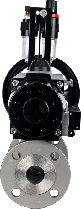 Кран шаровой BV3232P(3pc)-FP-F-ISO-H Ду65 Ру25, трехсоставной полнопроходной фланцевый, нержавеющая сталь SS316, уплотнение - PTFE, с пневмоприводом PA-DA-105-1 двойного действия, с пневмораспределителем 4M310-08 AC220V, с БПВ AFC2000 в Барнауле
