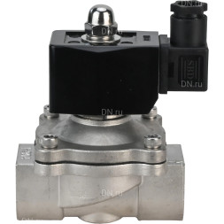Клапан электромагнитный VS331-NT-NC-220VAC 2″ Ду50 Ру10, соленоидный двухходовой, корпус - нержавеющая сталь 304, уплотнение - NBR, резьбовой, нормально-закрытый, прямого действия, катушка - 220В