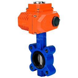 Затвор дисковый поворотный WBV1631E-2W-Fb-H Ду125 Ру16 LUG межфланцевый, корпус - чугун QT450, диск - нержавеющая сталь 304, уплотнение - EPDM, с электроприводом QT-N-015EM-O1-380VAC-У1 380В HARK