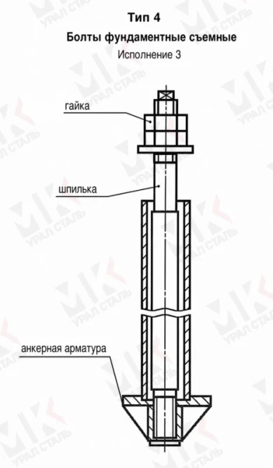 Болт фундаментный тип 4.3 М56х800 мм ГОСТ 24379.1-2012 съемный в Барнауле