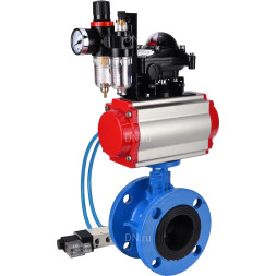 Затвор дисковый поворотный WBV1313E-2W-F-H Ду50 Ру16 фланцевый, корпус - чугун GGG40, диск - чугун GGG40, EPDM, с пневмоприводом PA-DA-105, пневмораспределителем 4V320-08 AC220V, БКВ APL-210N и БПВ AFC2000