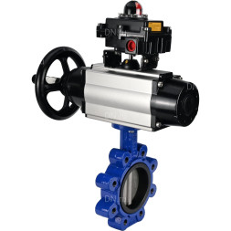 Затвор дисковый поворотный WBV1631E-2W-Fb-H Ду150 Ру16 LUG корпус - чугун QT450, диск - нержавеющая сталь 304, уплотнение - EPDM, с пневмоприводом PA-DA-105-1, пневмораспределителем 4M310-08 AC220V и БКВ APL-410N EX