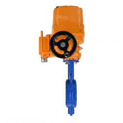 Затвор дисковый поворотный WBV1432N-2W-Fb-H Ду125 Ру16, корпус - чугун GGG50, диск - нержавеющая сталь 316L, уплотнение - NBR, с электроприводом QT-EX-015EM-O2-220VAC-У1