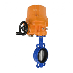 Затвор дисковый поворотный WBV1432N-2W-Fb-H Ду125 Ру16, корпус - чугун GGG50, диск - нержавеющая сталь 316L, уплотнение - NBR, с электроприводом QT-EX-015EM-O2-220VAC-У1