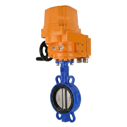 Затвор дисковый поворотный WBV1432N-2W-Fb-H Ду125 Ру16, корпус - чугун GGG50, диск - нержавеющая сталь 316L, уплотнение - NBR, с электроприводом QT-EX-015EM-O2-220VAC-У1