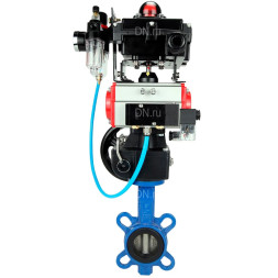 Затвор дисковый поворотный WBV1413E-2W-Fb-H Ду50 Ру16, корпус - чугун GGG50, диск - чугун GGG40, EPDM, с пневмоприводом PA-DA-065, пневмораспределителем 4M310-08 AC220V, БКВ APL-410N EX, ручным дублером MON1-250-T26-ISO, БПВ AFC2000
