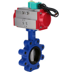 Затвор дисковый поворотный WBV1631E-2W-Fb-H Ду80 Ру16 LUG корпус - чугун QT450, диск - нержавеющая сталь 304, уплотнение - EPDM, с пневмоприводом PA-DA-083 и магнитным переключателем ALS200D