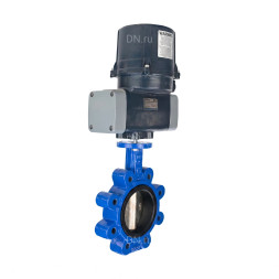 Затвор дисковый поворотный WBV1616E-2W-Fb-H Ду100 Ру16 LUG межфланцевый, корпус - чугун QT450, диск - чугун QT450, уплотнение - EPDM, с электроприводом четвертьоборотным QTSA-N-014EM-O0-220VAC с пружинным возвратом
