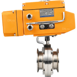 Затвор дисковый поворотный WBV3131S-2W-T-H Ду20 Ру10 резьбовой, корпус - пищевая нержавеющая сталь 304, уплотнение - Silicon, с электроприводом QT-N-005EM-A1-220VAC-У1 c датчиком обратной связи и входным управляющим сигналом 4-20мА HARK