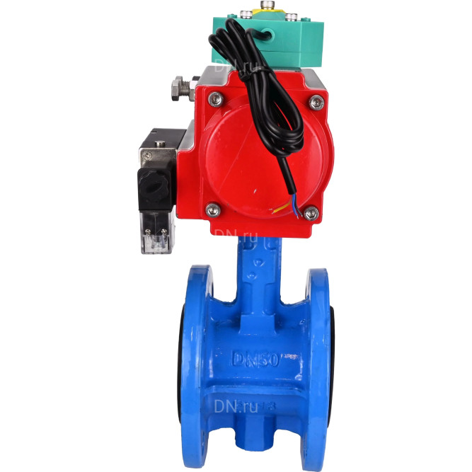 Затвор дисковый поворотный WBV1313E-2W-F-H Ду80 Ру16 фланцевый, корпус - чугун GGG40, диск - чугун GGG40, уплотнение - EPDM, с пневмоприводом PA-DA-105, пневмораспределителем 4M310-08 DC24V и магнитным переключателем ALS200D в Барнауле