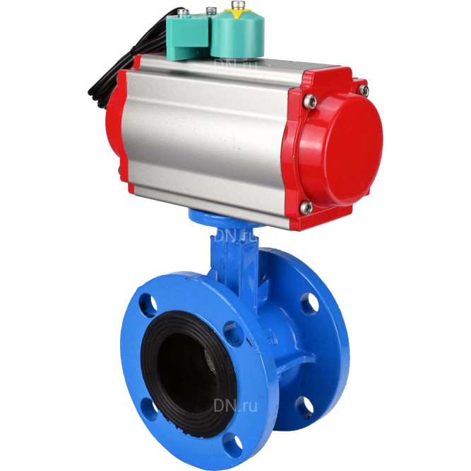 Затвор дисковый поворотный WBV1313E-2W-F-H Ду80 Ру16 фланцевый, корпус - чугун GGG40, диск - чугун GGG40, уплотнение - EPDM, с пневмоприводом PA-DA-105, пневмораспределителем 4M310-08 DC24V и магнитным переключателем ALS200D в Барнауле
