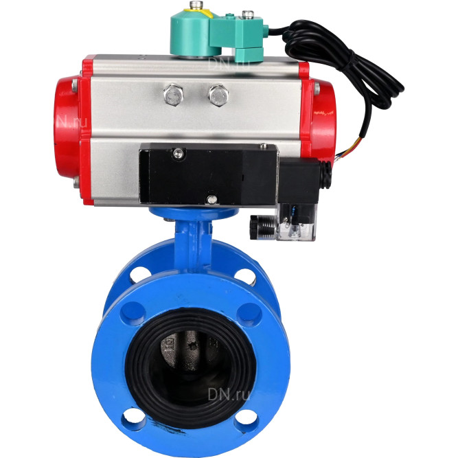 Затвор дисковый поворотный WBV1313E-2W-F-H Ду80 Ру16 фланцевый, корпус - чугун GGG40, диск - чугун GGG40, уплотнение - EPDM, с пневмоприводом PA-DA-105, пневмораспределителем 4M310-08 DC24V и магнитным переключателем ALS200D в Барнауле