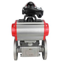 Кран шаровой BV3232P(4pc)-FP-3WL-F Ду65 Ру16 полнопроходной трехходовой, фланцевый, корпус - нержавеющая сталь SS316, с пневмоприводом PA-DA-083 двойного действия, пневмораспределителем 4M310-08 DC24V и БКВ APL-210N